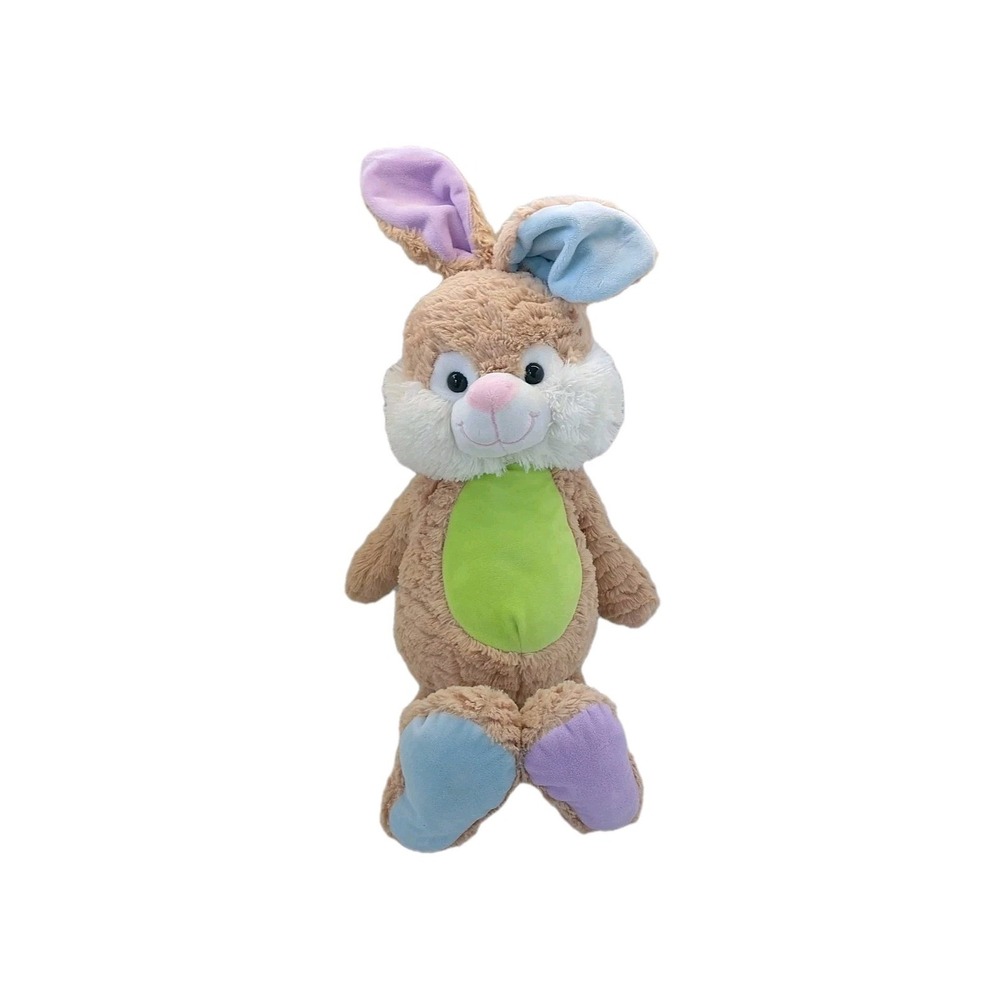 Hobby Lobby Ultra Soft Tan Bunny‎ Rabbit Blue Green Purple Ears Plush Toy 23"